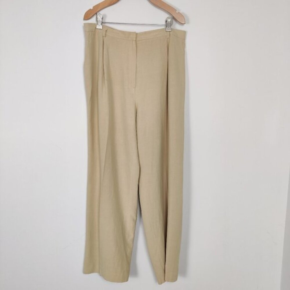 Jones New York Women's Pants Size 14 Beige Silk Linen Business Casual Creased
